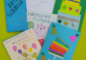 Kartki urodzinowe wykonane przez przedszkolaki