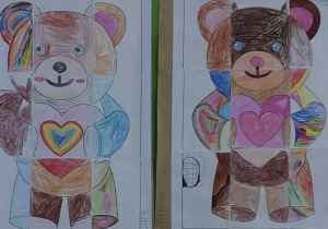 Na zdjęciu wspólna praca plastyczna dzieci z grupy Misiów.