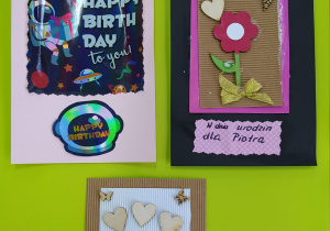 Kartki urodzinowe wykonane przez przedszkolaki