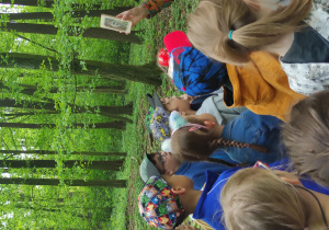 dzieci podczas spaceru w lesie